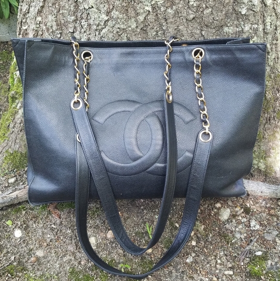 Vintage Chanel Jumbo XL Black Leather Shoulder Shopping Tote Bag - Mrs  Vintage - Selling Vintage Wedding Lace Dress / Gowns & Accessories from  1920s – 1990s. And many One of a